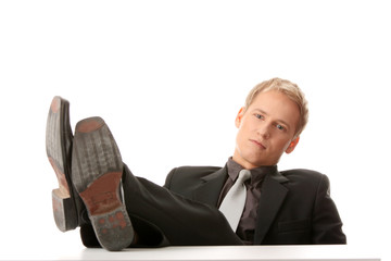 Businessman sitting at desk,