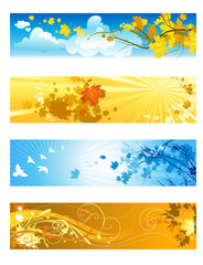 Naklejka na ściany i meble Four autumn banners. Blue and yellow colors
