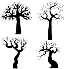silhouettes of spooky halloween trees