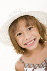 A Cute Young Girl Wearing a Hat