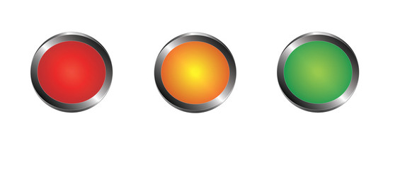 red, yellow, green shiny buttons abstract traffic lights
