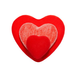 Three valentine hearts isolated on white.