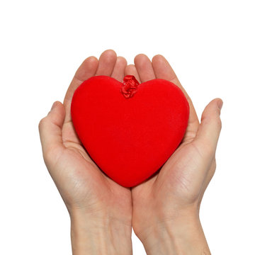 Big valentine heart in a hands.