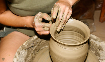Pottery handcraft close-up at evening greek light - 16676987