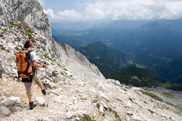 Girl going down from the mountains