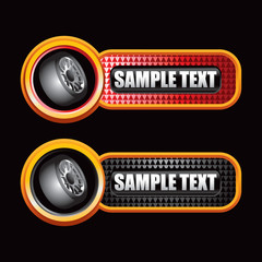 Tire on checkered tabs