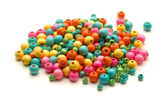 wooden beads isolated