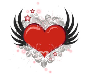 Flying heart isolated