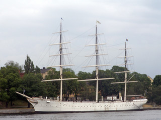 Yacht in a quiet harbor
