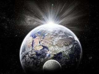 Planet Earth Halo - Univers Exploration - Moon Eclipse