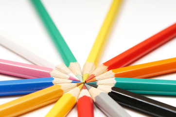 Fototapeta premium Set of colour pencils on white background
