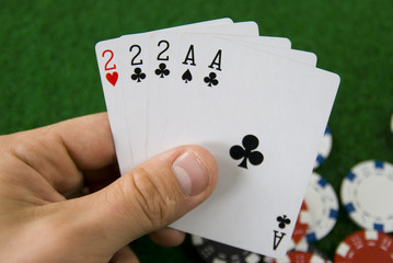 A poker hand with playing cards