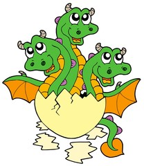 Little three headed dragon in egg