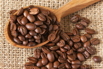 Coffee beans and spoon