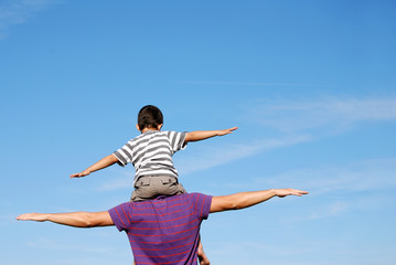 Father and son having fun