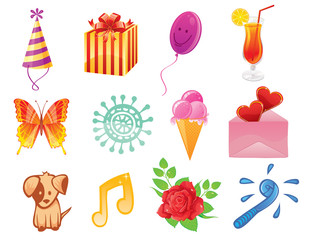 Vector set of Birthday icons