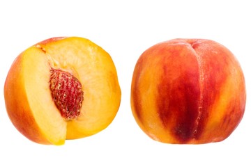 Fresh peaches isolated on a white background