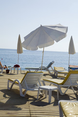 Reed parasols on a terrace