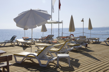 Reed parasols on a terrace