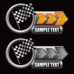 single checkered flag on arrow banners