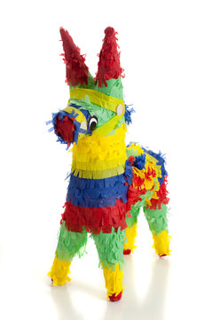 A traditional Mexican Pinata on White