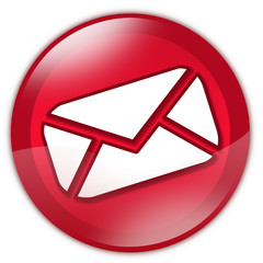 Red glass email button with envelope