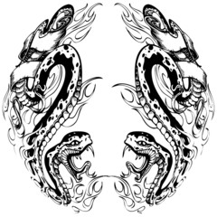 vector illustration snake tattoo collage (vector)