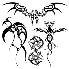vector illustration tattoo design set