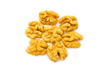 Fresh walnut nuts isolated on the white
