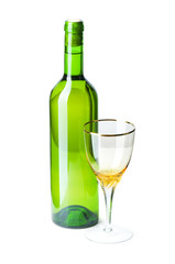 Bottle and glass isolated on the white