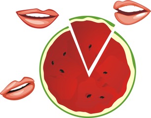 Watermelon and smiles. Vector