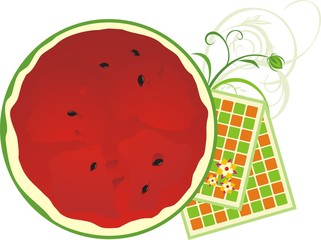 Watermelon and serviettes. Vector