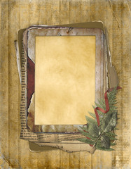Old grunge frame on the abstract background with bunch