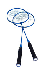 badminton rackets on white