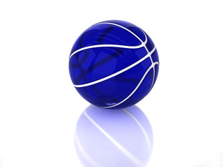 3D blue transparent glossy basketball