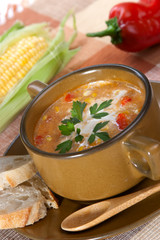 Corn and red chilli chowder
