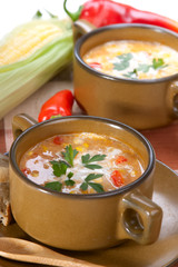 Corn and red chilli chowder