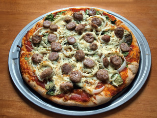 pizza fresh baked top view