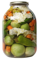 Pickle jar isolated on white