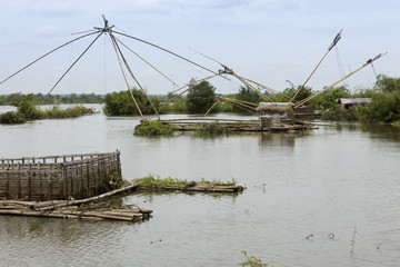 cambodia fishing boats on the river