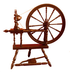 Slightly chipped, elderly spinning wheel, still in regular use