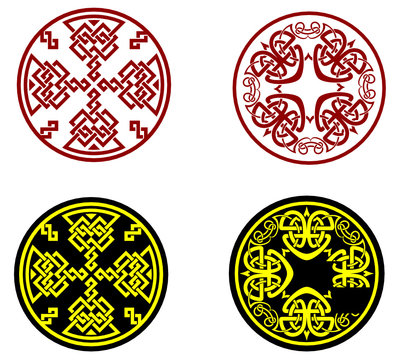 Greek ornaments in red and yellow color