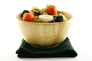 Bran Flakes in a Woodden Bowl