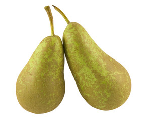 two english pears isolated on white background