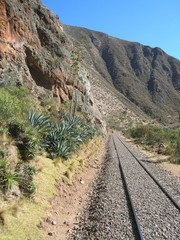 Fototapeta na wymiar Voies de chemin de fer au Pérou