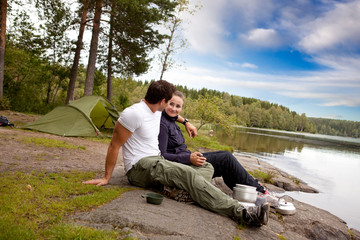 Man and Woman Camping