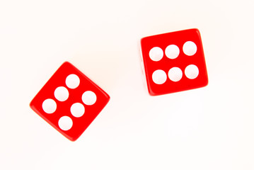 2 Dice close up - showing the numbers 6 and 6 isolated