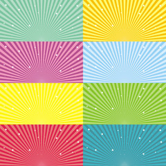 Set of Colorful Radiant Backgrounds with Stars