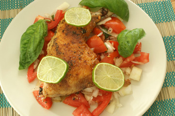 grilled chicken with organic tomato and onion