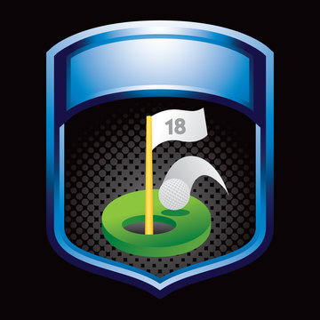 Golf hole in one on blue display